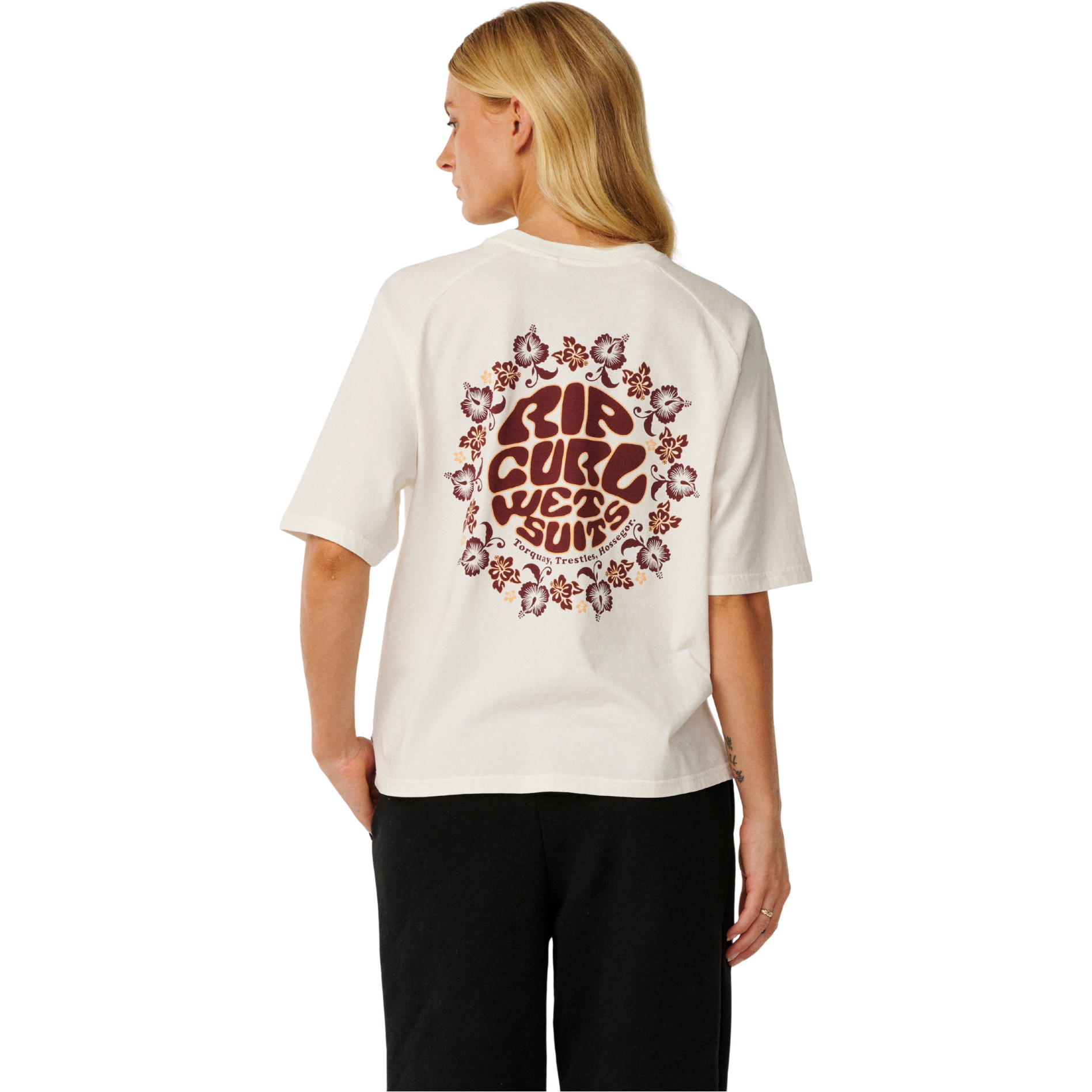 2026 Rip Curl Dames Hibiscus Archive Boxy Tee 0QYWTE - Bone